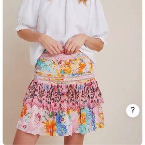 POMELO TIERED MINI SKIRT BHANUNI BY JYOTI ANTHROPOLOGIE FLORAL size 10